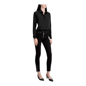 THE KOOPLES Mid Rise Black Denim Slim Fit
Jeans In Washed Black Size FR 42/10 US